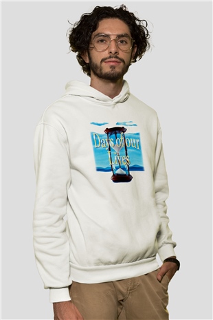 Days of Our Lives Beyaz Unisex Kapşonlu Sweatshirt