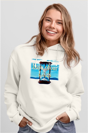 Days of Our Lives Beyaz Unisex Kapşonlu Sweatshirt