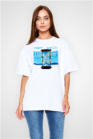 Days of Our Lives Beyaz Unisex Oversize Tişört