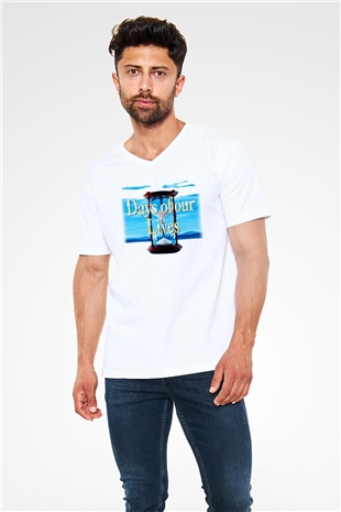 Days of Our Lives Beyaz Unisex V Yaka Tişört