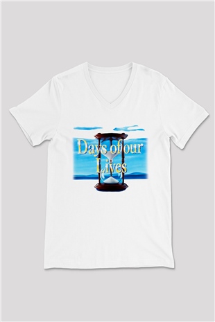 Days of Our Lives Beyaz Unisex V Yaka Tişört