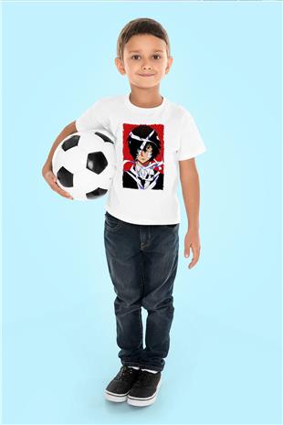 Dazai Baskılı Beyaz Unisex Beyaz Çocuk Tişört - Tshirt