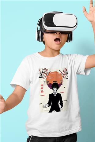 Dazai Baskılı Beyaz Unisex Beyaz Çocuk Tişört - Tshirt