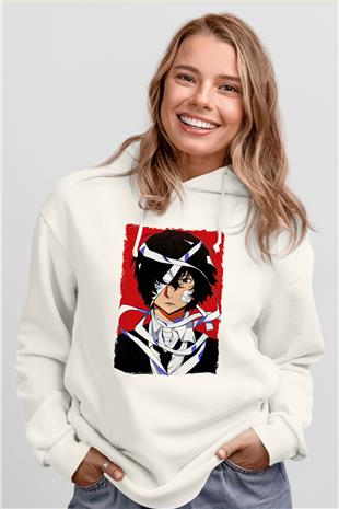 Dazai Baskılı Beyaz Unisex Hoodie