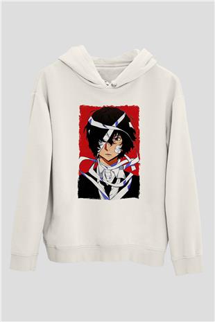 Dazai Baskılı Beyaz Unisex Hoodie