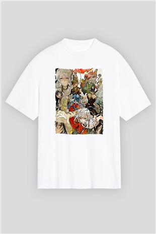 Dazai Baskılı Beyaz Unisex Oversize Tişört - Tshirt