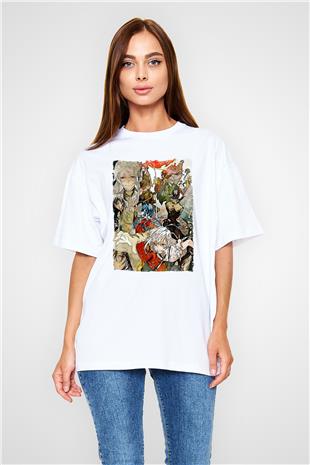 Dazai Baskılı Beyaz Unisex Oversize Tişört - Tshirt