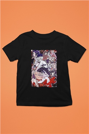 Dazai Baskılı Unisex Siyah Çocuk Tişört - Tshirt