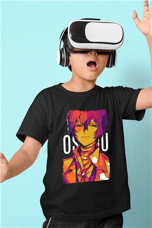 Dazai Baskılı Unisex Siyah Çocuk Tişört - Tshirt