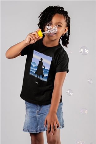 Dazai Baskılı Unisex Siyah Çocuk Tişört - Tshirt