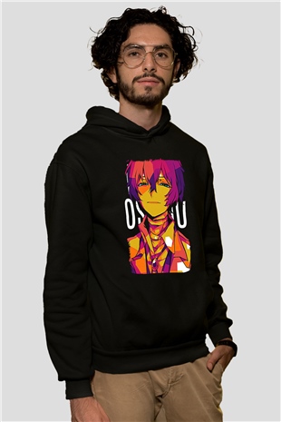 Dazai Baskılı Unisex Siyah Hoodie