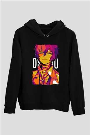 Dazai Baskılı Unisex Siyah Hoodie
