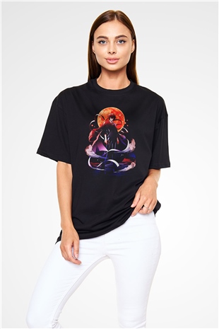 Dazai Baskılı Unisex Siyah Oversize Tişört - Tshirt