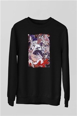 Dazai Baskılı Unisex Siyah Sweatshirt