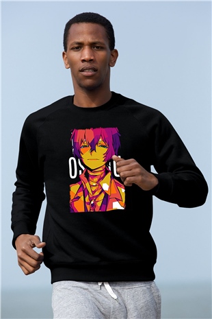 Dazai Baskılı Unisex Siyah Sweatshirt