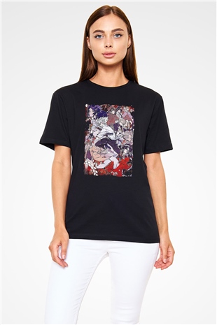 Dazai Baskılı Unisex Siyah Tişört - Tshirt