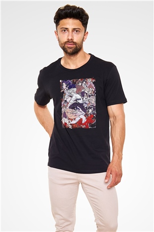 Dazai Baskılı Unisex Siyah Tişört - Tshirt