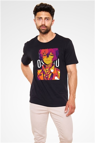 Dazai Baskılı Unisex Siyah Tişört - Tshirt