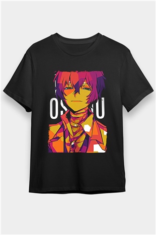 Dazai Baskılı Unisex Siyah Tişört - Tshirt