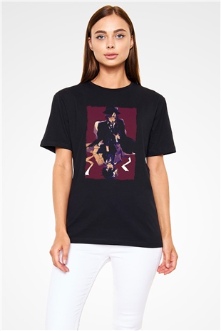 Dazai Baskılı Unisex Siyah Tişört - Tshirt