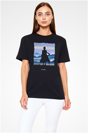 Dazai Baskılı Unisex Siyah Tişört - Tshirt