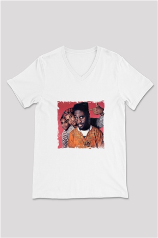 De La Soul Baskılı Beyaz V Yaka Unisex Tişört