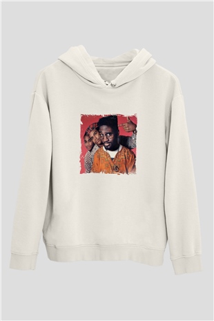 De La Soul Baskılı Unisex Beyaz Kapüşonlu Sweatshirt