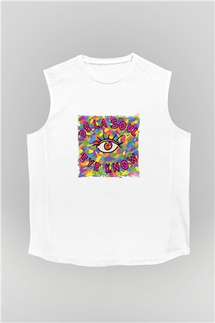 De La Soul Baskılı Unisex Beyaz Kolsuz Tişört
