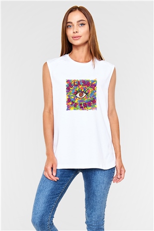 De La Soul Baskılı Unisex Beyaz Kolsuz Tişört