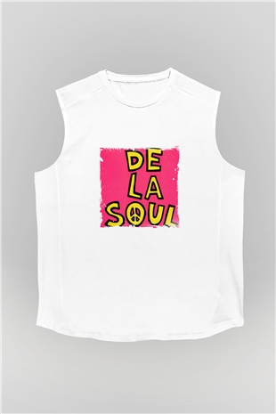 De La Soul Baskılı Unisex Beyaz Kolsuz Tişört