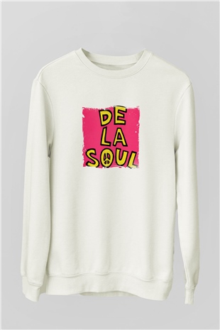 De La Soul Baskılı Unisex Beyaz Sweatshirt