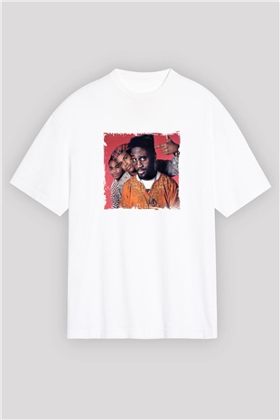 De La Soul Baskılı Oversize Beyaz Tişört