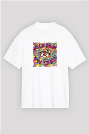 De La Soul Baskılı Oversize Beyaz Tişört