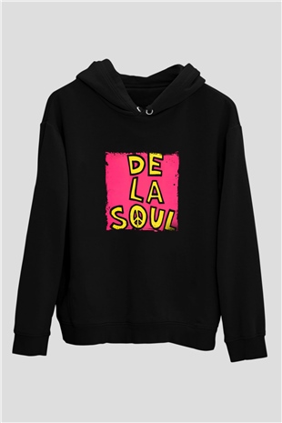 De La Soul Baskılı Unisex Siyah Hoodie