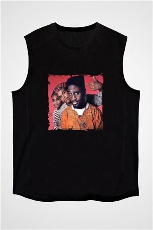 De La Soul Baskılı Unisex Siyah Kolsuz Tişört