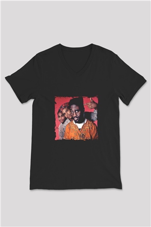De La Soul Baskılı Unisex Siyah V Yaka Tişört