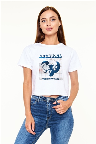 De La Soul Beyaz Croptop Tişört