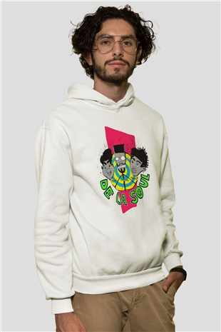 De La Soul Beyaz Unisex Kapşonlu Sweatshirt