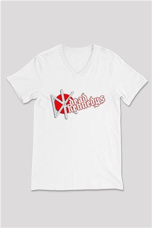 Dead Kennedys Beyaz Unisex V Yaka Tişört T-Shirt