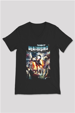 Dead Rising Siyah Unisex V Yaka Tişört