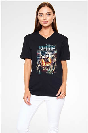 Dead Rising Siyah Unisex V Yaka Tişört