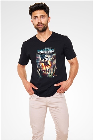 Dead Rising Siyah Unisex V Yaka Tişört