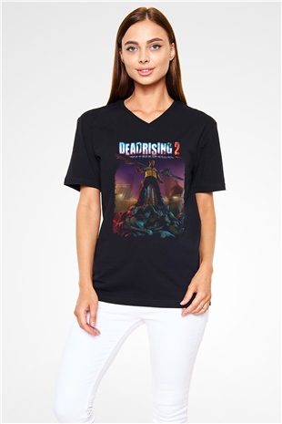 Dead Rising Siyah Unisex V Yaka Tişört