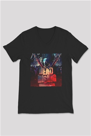 Dead Rising Siyah Unisex V Yaka Tişört
