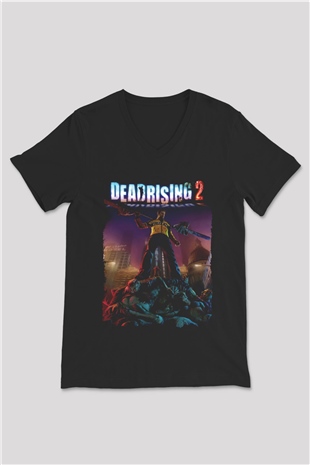 Dead Rising Siyah Unisex V Yaka Tişört