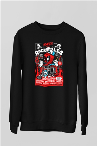 Dead Rock Poster Baskılı Unisex Siyah Sweatshirt