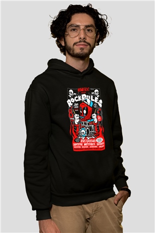 Dead Rock Poster Baskılı Unisex Siyah Hoodie