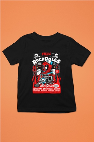 Dead Rock Poster Baskılı Unisex Siyah Çocuk Tişört