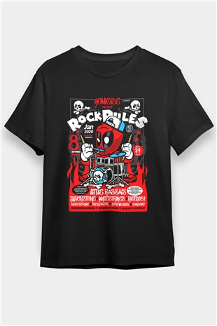Dead Rock Poster Baskılı Unisex Siyah Tişört