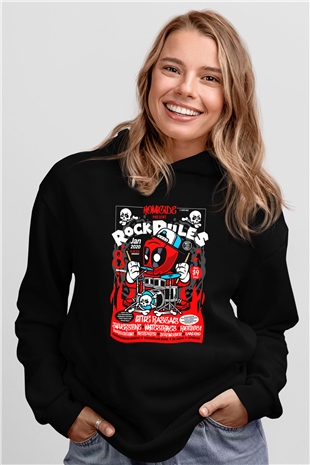 Dead Rock Poster Baskılı Unisex Siyah Hoodie